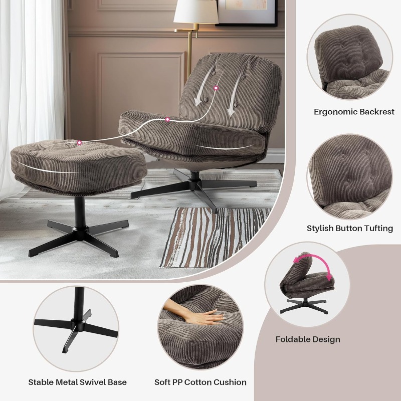 modern corduroy vridbar accentstol med fåtölj 360 - Temu Sweden