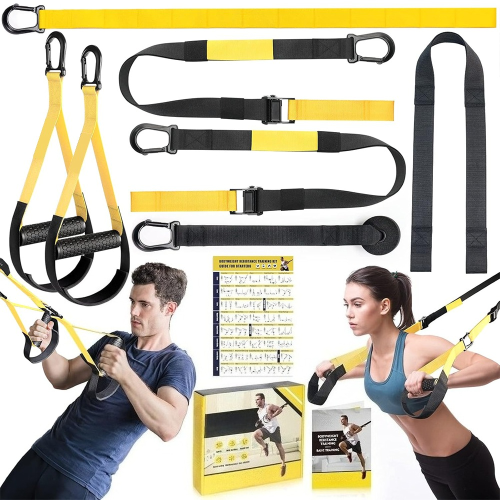 Image of Set Of Multiplicational Fitness Bands, For Home Sling Trainer For Body Workouts, Exercise For Home Gyms, Suitable For Training , Shoulders, Legs, Back, Abdomen, Office, For Home, Hotel, And Gym