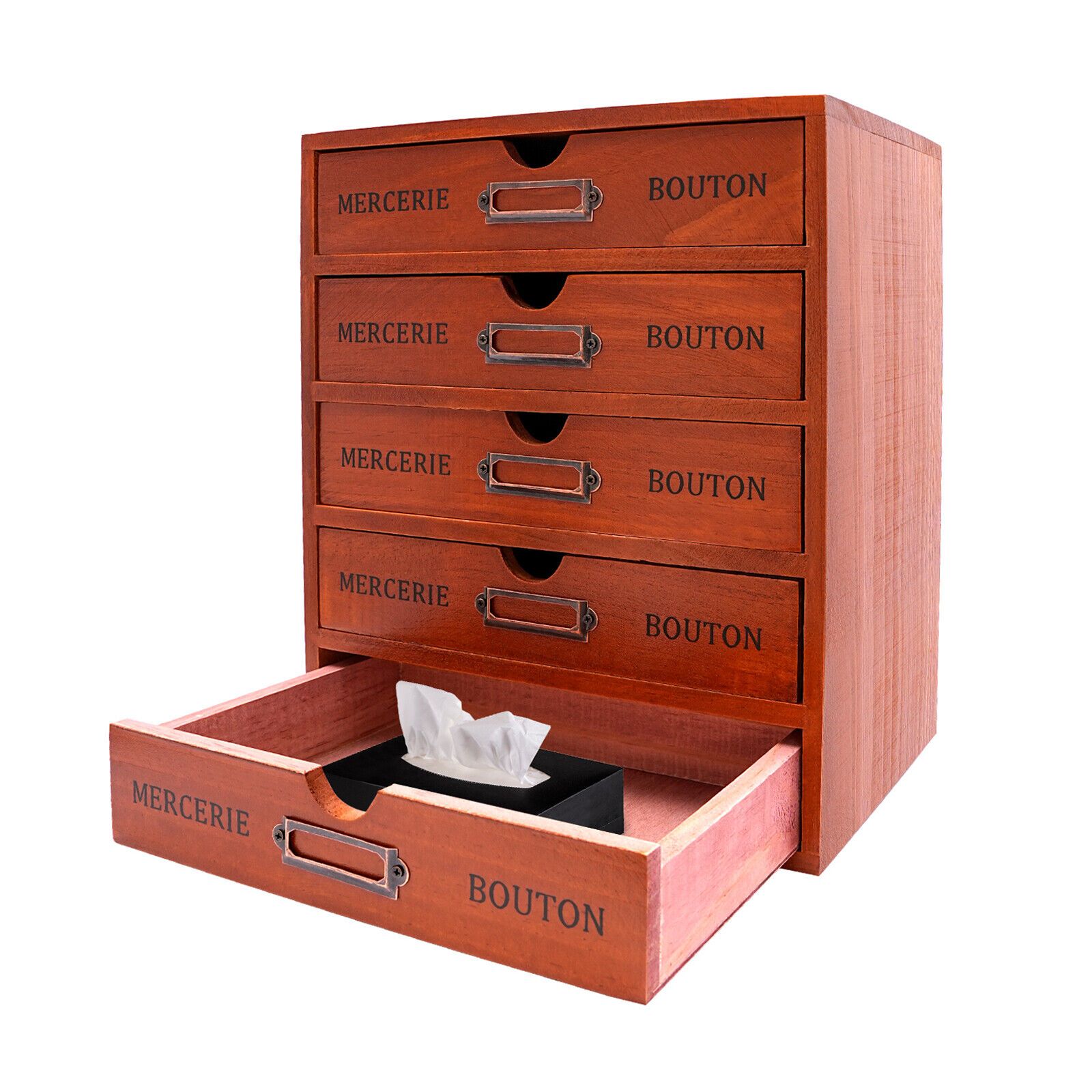 TEMU Vintage Storage Cabinet Wooden 5 Layers Drawer Storage Cabinet Desktop Jewelry Organizer With 5 Drawers For Home Office, Storage Cabinets