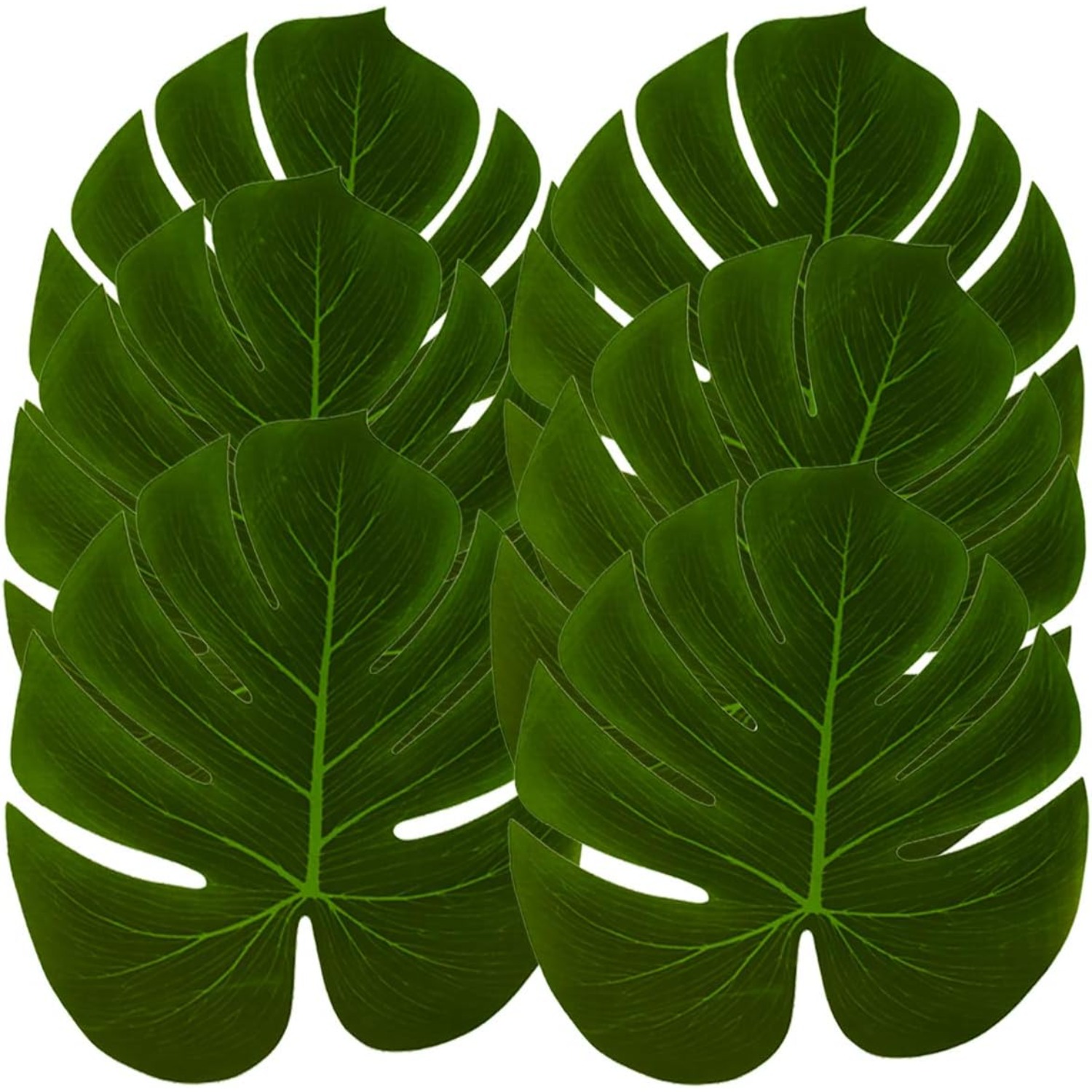 16pcs Large Artificial Palm Leaves - Realistic Plastic Tropical Decor For Hawaiian Luau, Theme Parties, Birthdays, And Home Decorations