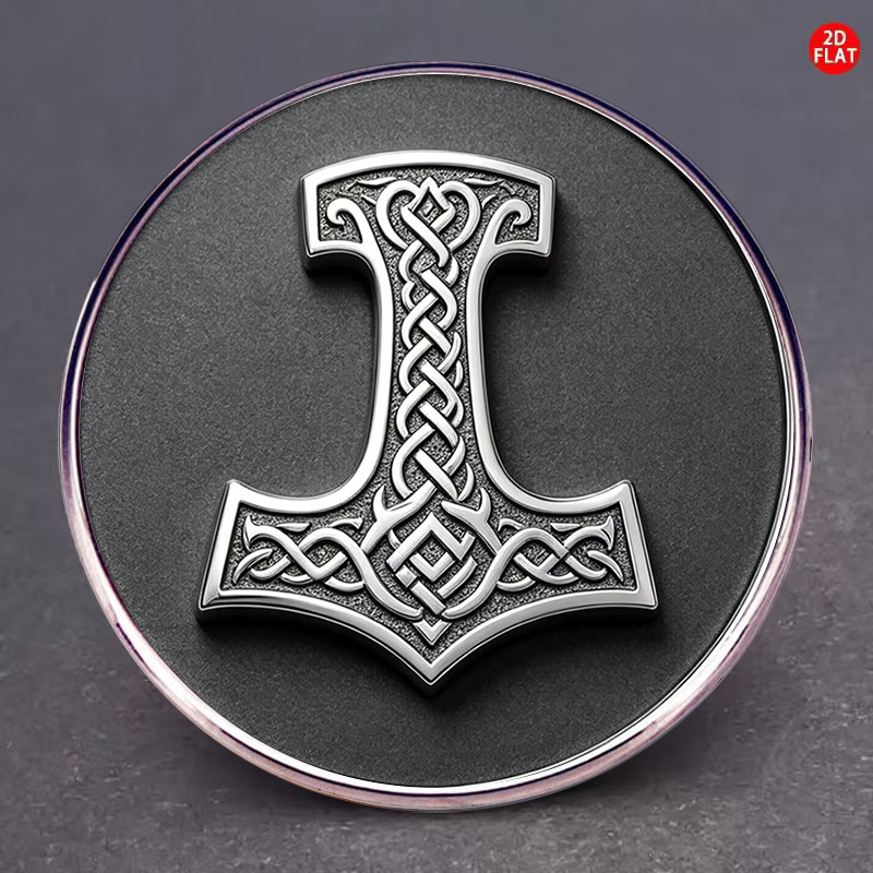TEMU 1pc, 2d Unisex Stainless Steel Brooch Fashion Retro Viking Thor's Hammer Totem Badge Suit Lap