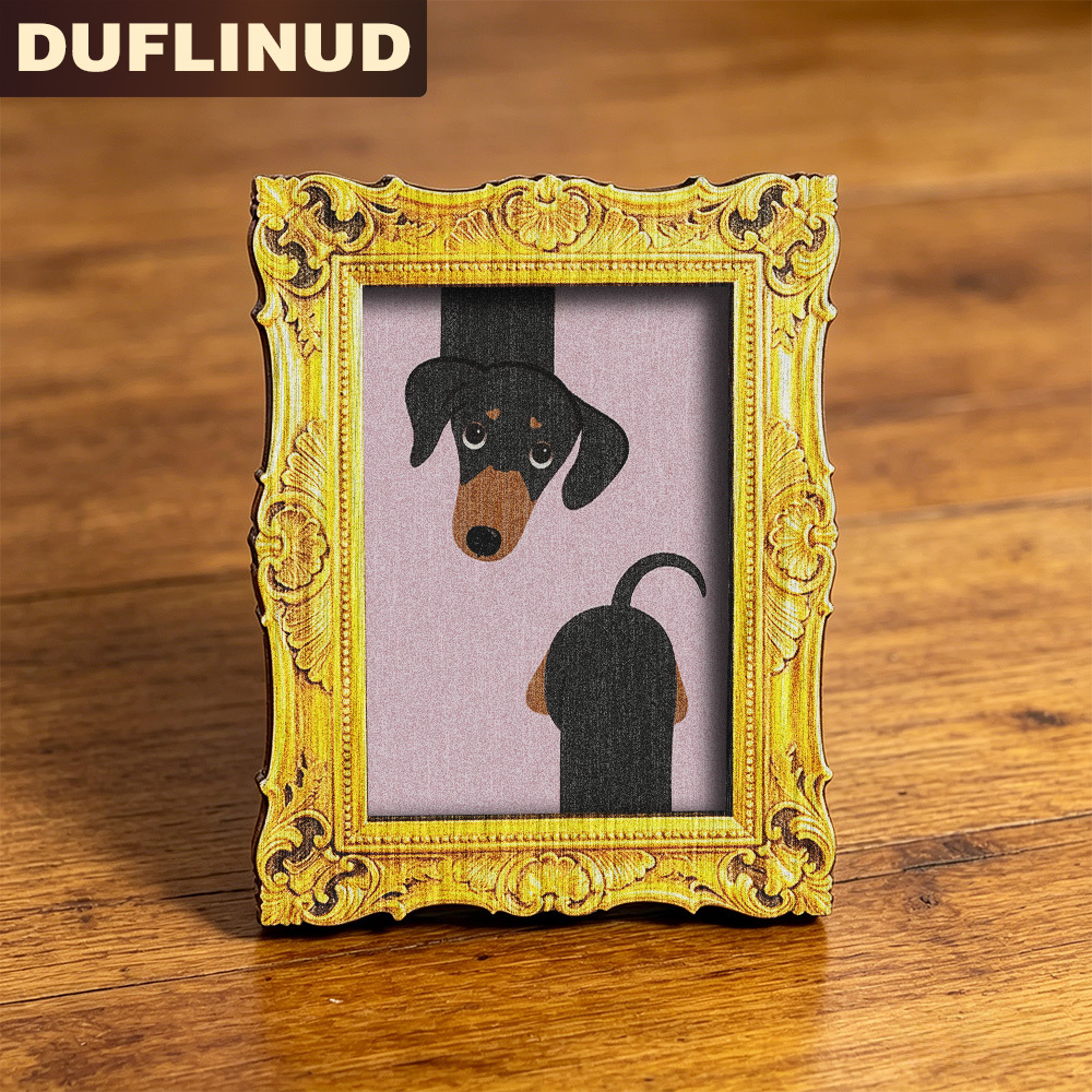 TEMU Duflinud Dachshund Magnet Suitable For Fridge - Mini Wooden Fridge Magnets With Vintage & Dachshund Print, Wood Retro Door Decor, Retro Suitable