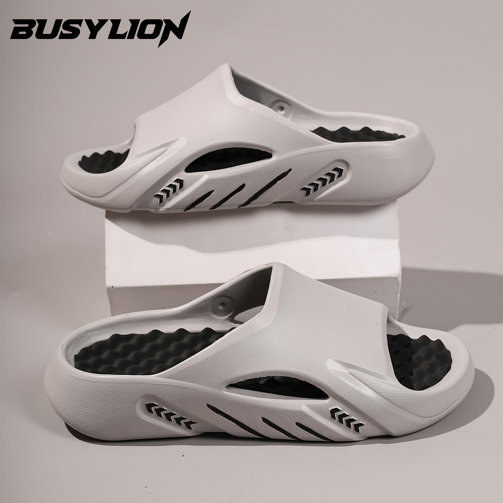 Image of Casual Sporty Slide Sandals For Men Women, Massage Eva Slippers, Comfortable Lightweight Outdoor Shoes For Daily And Shower