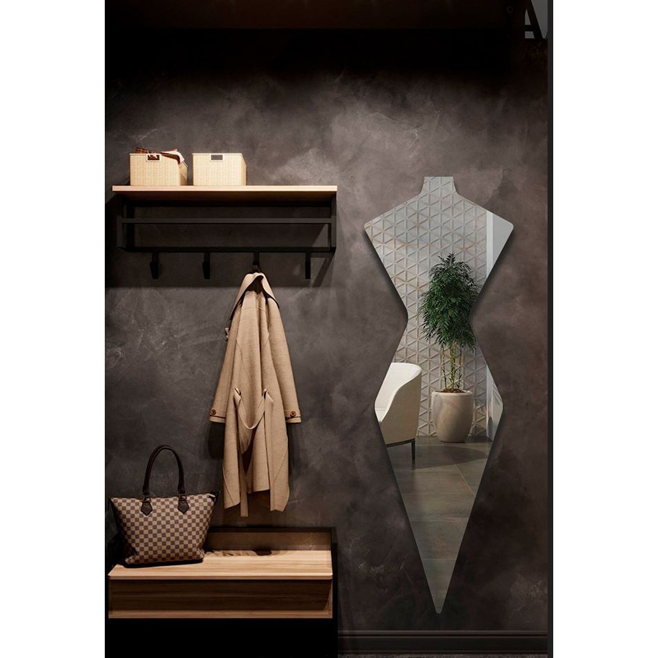 TEMU No-drill Adhesive Acrylic Full-length Mirror - Irregular Shape, High-definition Undistorted Reflection, Classic Vertical Wall-mounted Style For
