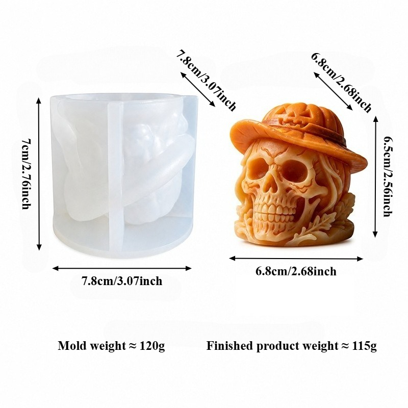 TEMU 3d Pumpkin Hat Silicone Candle Mold, Suitable For Halloween Decoration Items, Handicrafts, Gypsum Cement Products, Scented Candle Molds, Diy