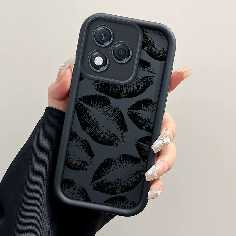 TEMU Étui téléphone : Coque souple - TPU avec motif lèvres noires, compatible Honor 400 Lite | 400 Pro / 400, intégrale