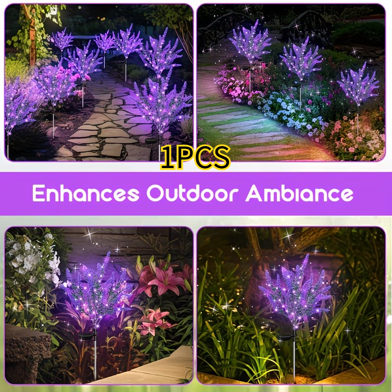 TEMU Solar Lavender Lawn Light Ip65, Realistic Design, Solar Powered With No Wiring Required, Lighting For Courtyards/gardens/walkways, Festive