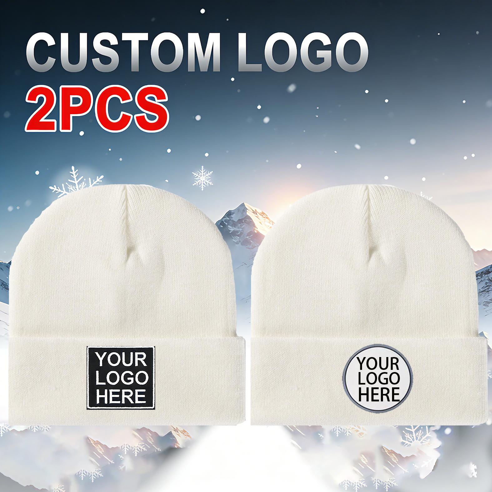TEMU 2pcs Custom Hats, Suitable For Men And Women, Soft And Thickened Warm, Couple Caps, Family Parent- Wear, Outdoor Event Party Decorative Hats,