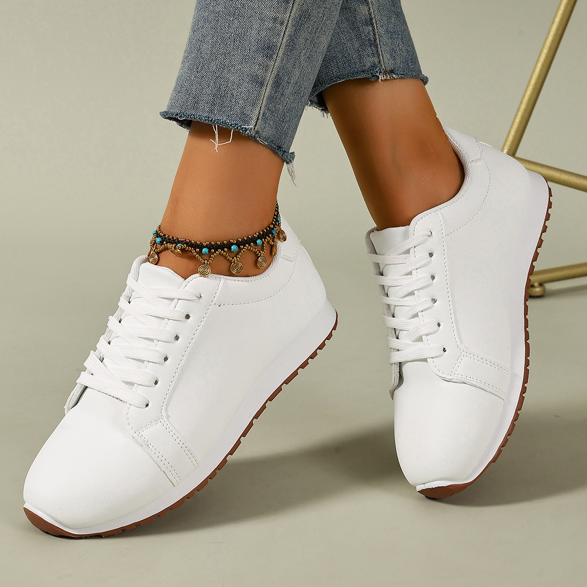 womens white sneakers sold on Temu United States