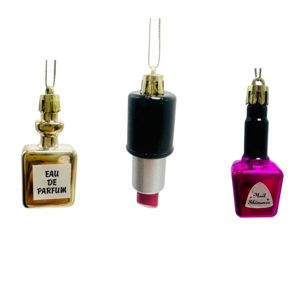 TEMU Lot de 3 décorations d'ornement en plastique pour rouge à lèvres et maquillage de Noël, adaptées pour suspension sur sapin de Noël, sur le thème