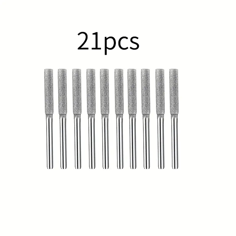 TEMU 21pcs Diamond Chain Saw Sharpening Kit, Titanium Coated Grinding Wheel, Rotary Tool File For Stone, Suitable For Artificial Jade, Glass, Metal-