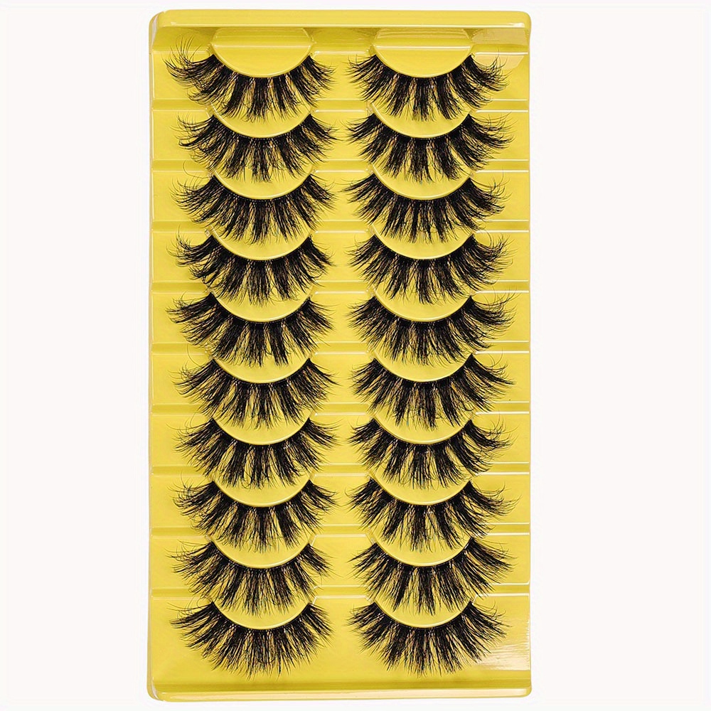 Image of 10 Pairs Of Luxurious Mink Eyelashes - Cat , Thick & Fluffy D-, 13-15mm, Reusable, Comfortable & Versatile For , Princess & Beauty, Versatile Makeup Enhancement | Lashes | Fluffy Texture