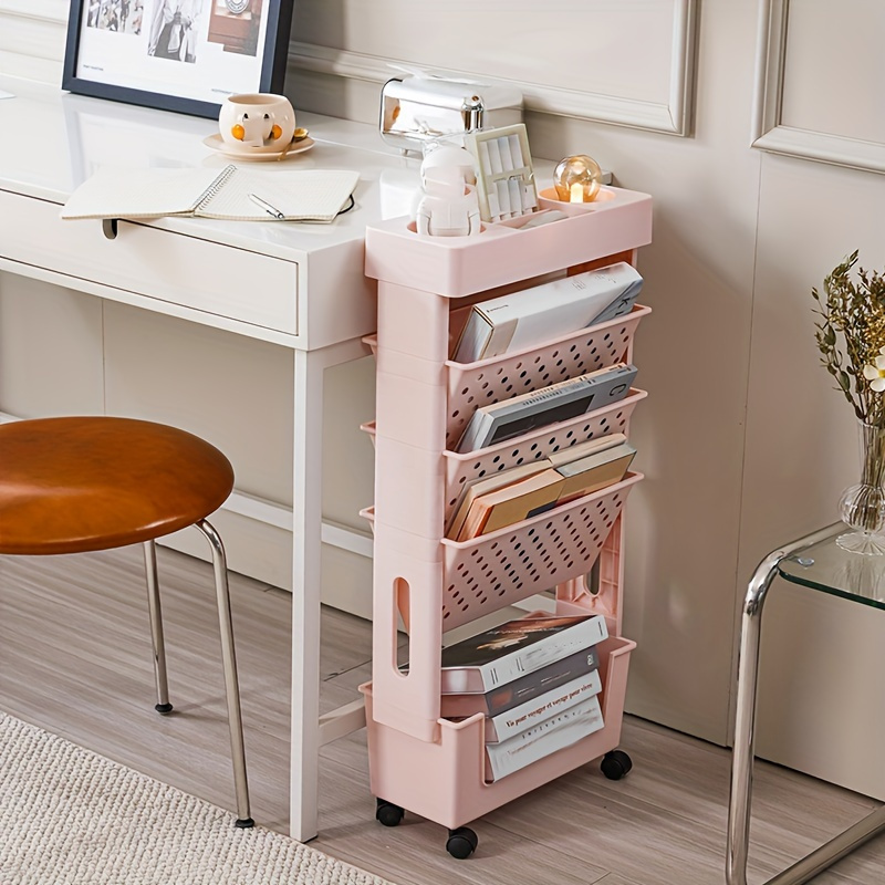 5-Layer Rolling Book Storage Box, Desktop Hanging Organizer