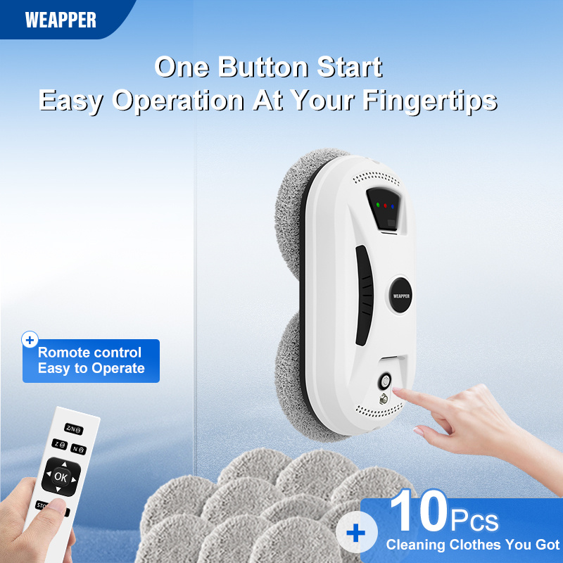 Image of 7500pa Suction Automatic Window Cleaning Suction No Water Spray Anti Fall Safe Intelligent Remote Control Cleaner Robot