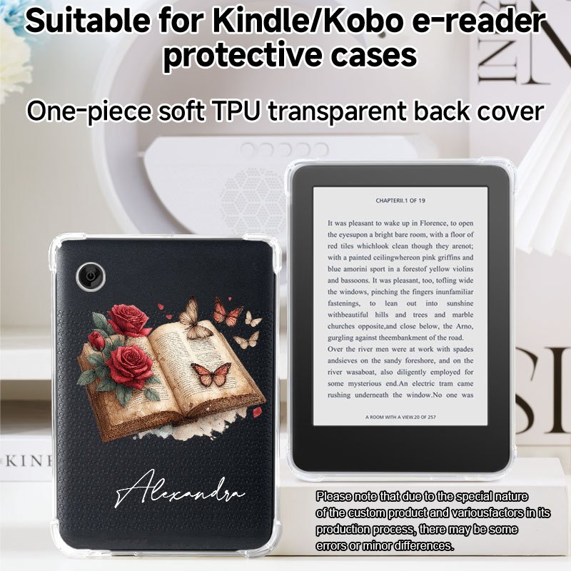 TEMU Custom Protective Case With A Rose And Pattern Compatible With Paperwhite 12th / (11th Generation - In 2024) / Paperwhite 12th , Colour, Bw 6