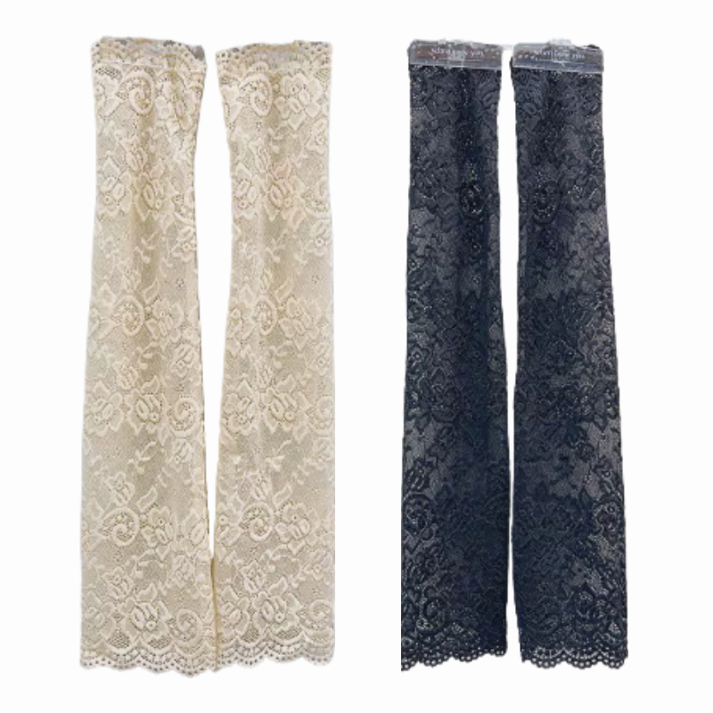 TEMU Lot de 4 manchettes en dentelle pour femme, design élégant et respirant de couleur unie, couvre-bras longs rafraîchissants pour l'été en