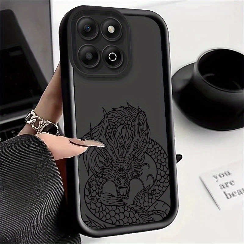 TEMU Phone Case - Suitable 200 Smart 90 Lite 90 Pro Magic 5 6 7 Lite Phone Case, Fashionable And Luxurious Dragon , Caramel Brown Couple Style,