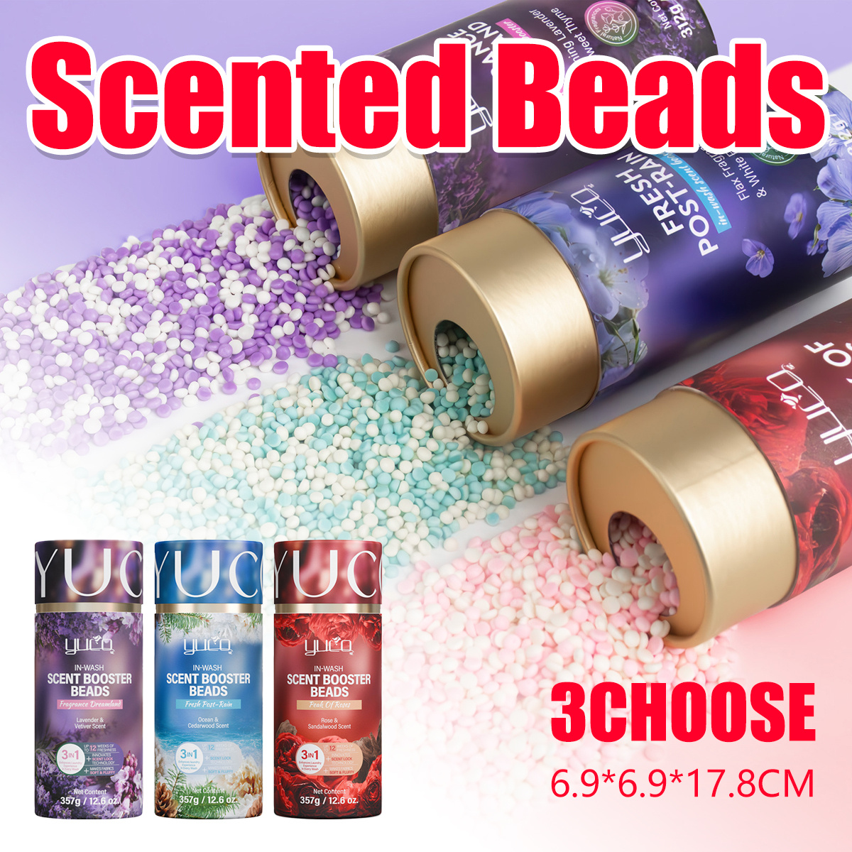 Luxurious Scented Laundry Beads - Long-Lasting Fragrance & Fabric Softener Sheets, Gentle Paper-Based with Essential Oils & Aromatic Oils, Safe for Delicates, Washing Machines & Dryers, 4 Colors (, Pink, Red, Golden) - Fresh Scent for Home & Commerc