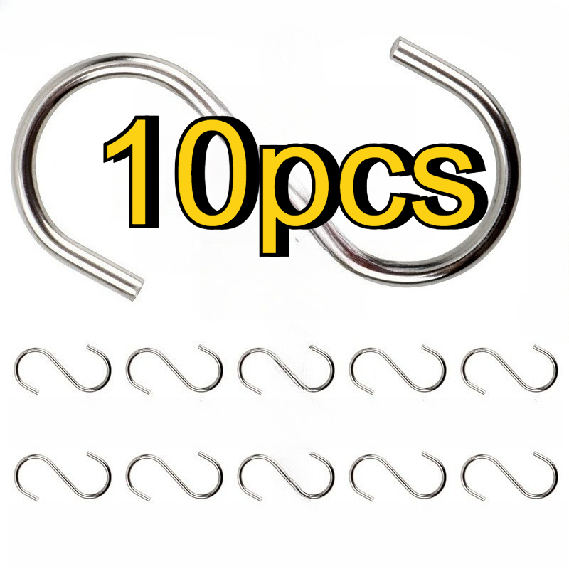 10 Silvery Heavy Duty Metal S Hooks - , , Non-slip And Durable Hooks, Stylish Wall Hanging Solution For Plants, Closets, Gardens And Kitchen Additions