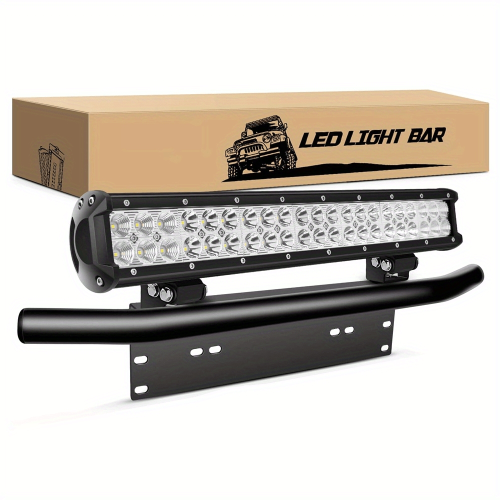 TEMU 20 Inch 126w Led Light Bar With Front Mounting Bracket, 2-row Combo Beam Light Bar, 6500k White 20-inch Led Work Light Bar For Off-road 4x4 4wd