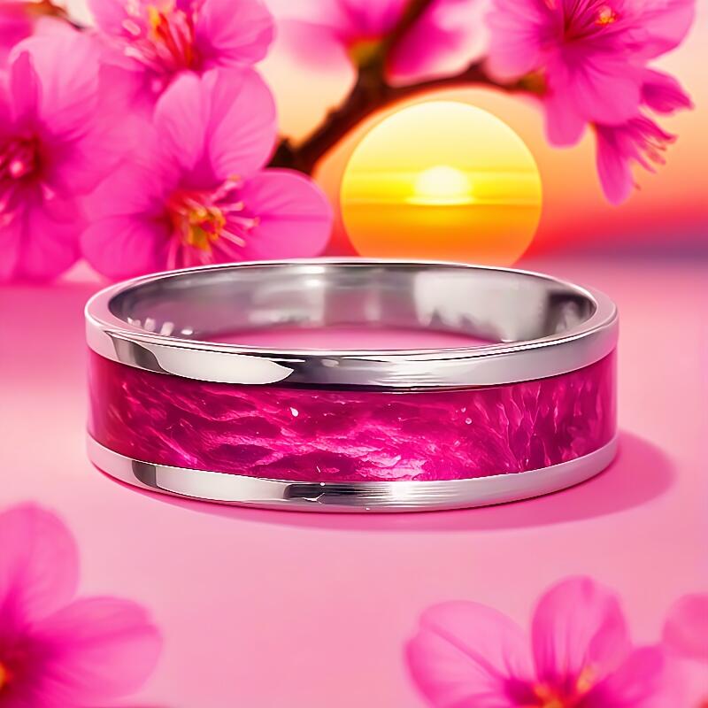 Tungsten Men's Ring with Purple Galaxy Design