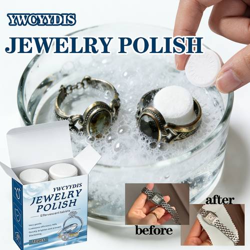 10pcs jewelry cleaning tablets remove oxidation and scratches oil residue for plating suitable for family jewelry regular maintenance to prevent blackening rings golden and jewelry necklaces s