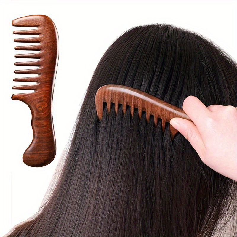 

Sandalwood Wide-tooth Hair Comb - Anti-static Wooden Detangling Comb For Normal Hair, Scalp Massage Comb, Ideal Household Gift