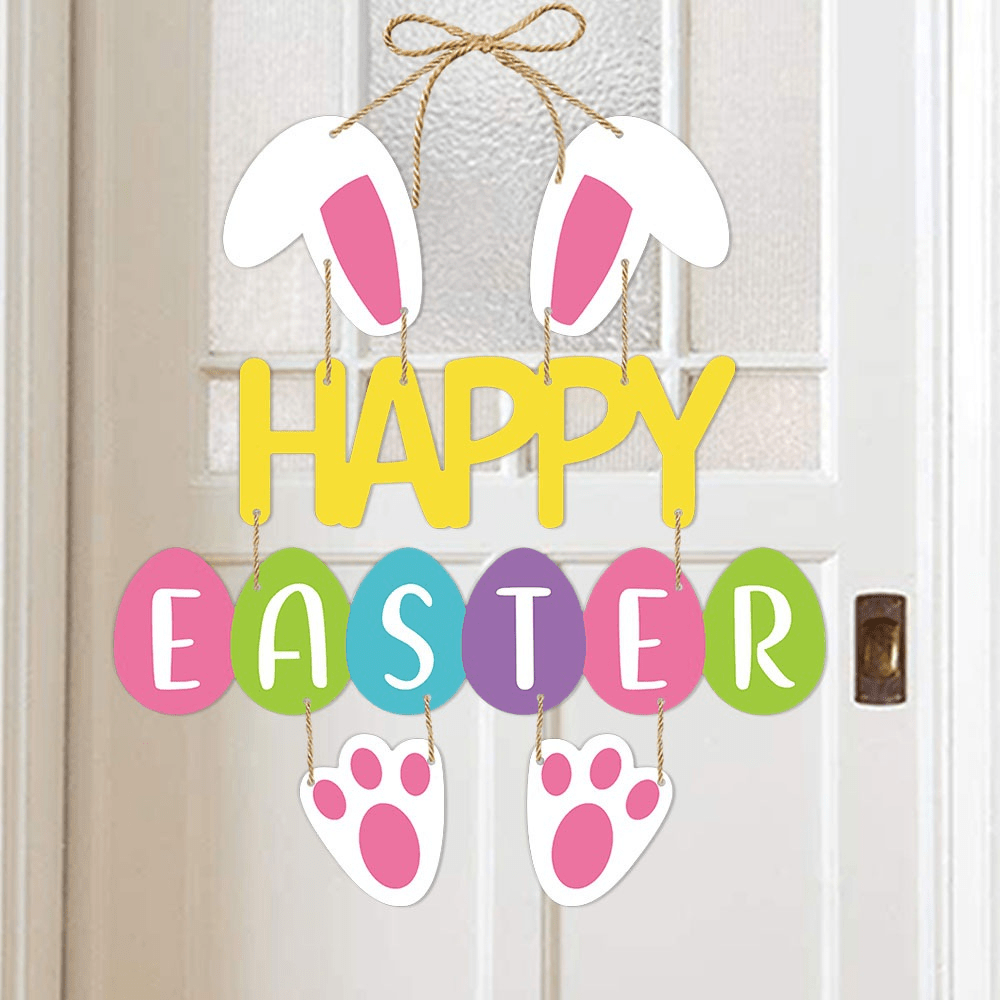 

1pc Rustic Country Style Easter Door Hanging Decoration - & , No Power Needed, Rabbit Theme Party Decor For Easter Holiday