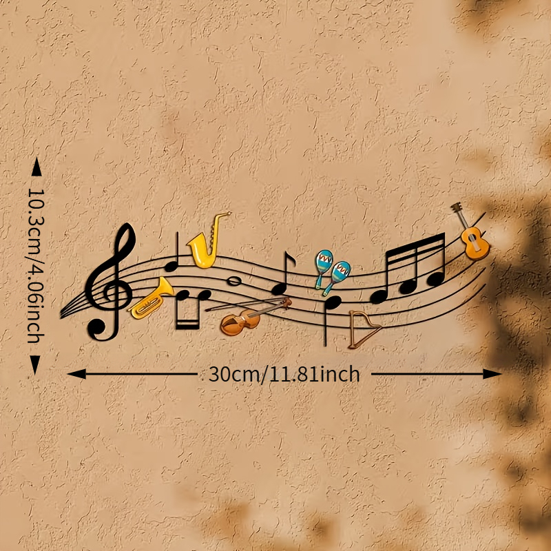 TEMU 2d Flat, 1pc Music Symbol And Instrument Acrylic Wall Decor - Treble Clef And Staff Sculpture, Featuring Saxophone, Violin, Guitar, , Trumpet,