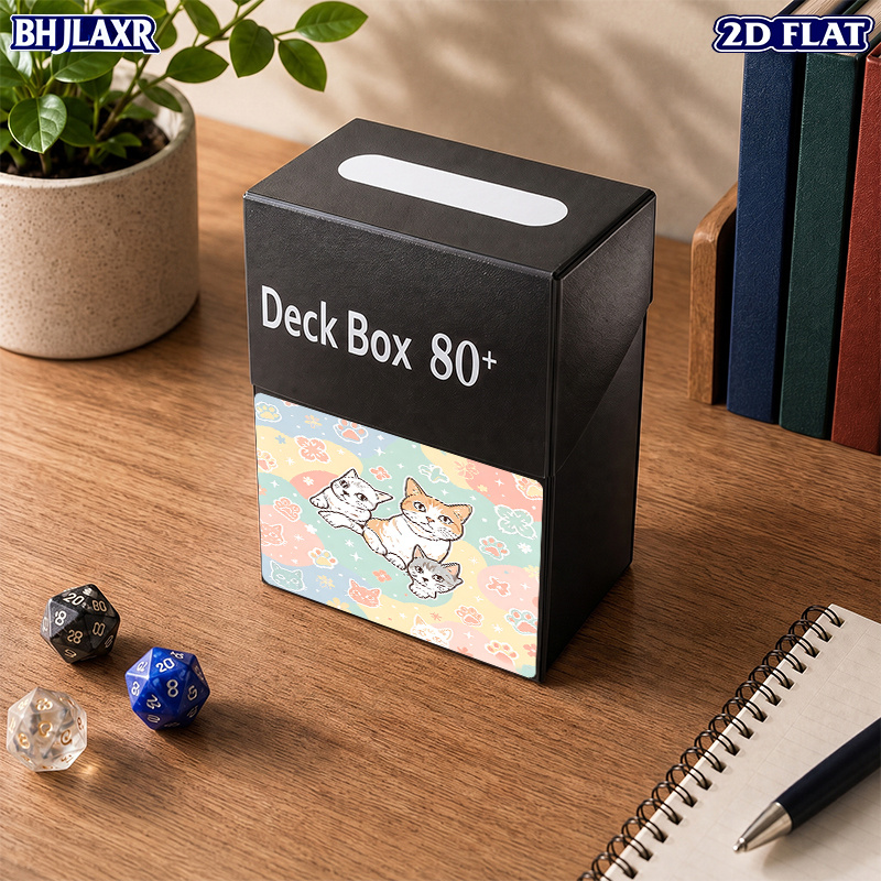 2D Flat Trading Card Storage Box with Cute Cat Pattern