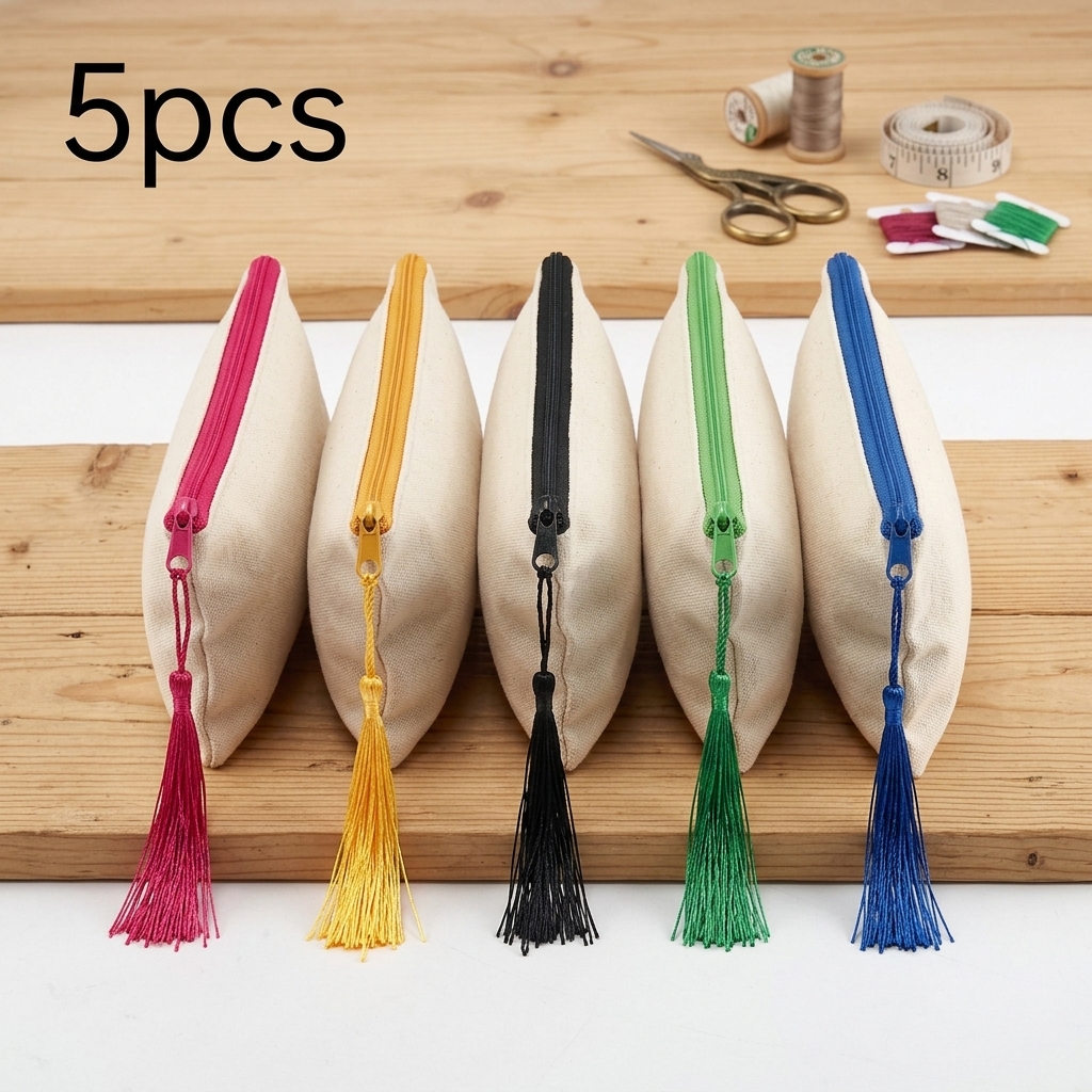 TEMU Gift For Her/him 5pcs Colorful Multi-layered Tassel Canvas Gift Bag, Blank Storage Bag, Cosmetic Bag, Pencil Case, Jewelry Bag, Gift Bag,