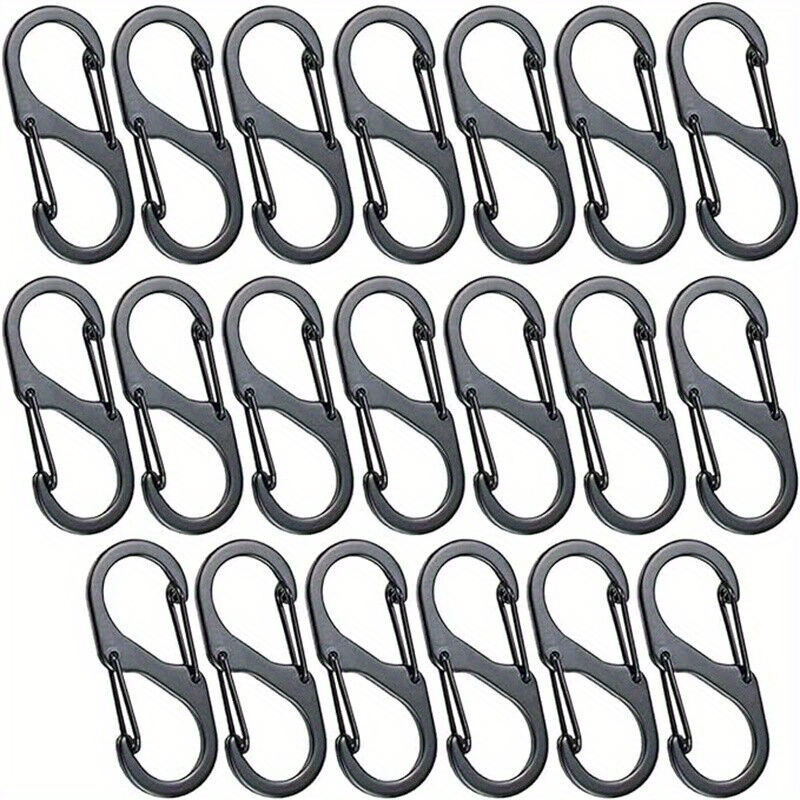 TEMU 100pcs Alloy Carabiner Clips, Black Metal For Backpacks, Camping & Hiking Gear