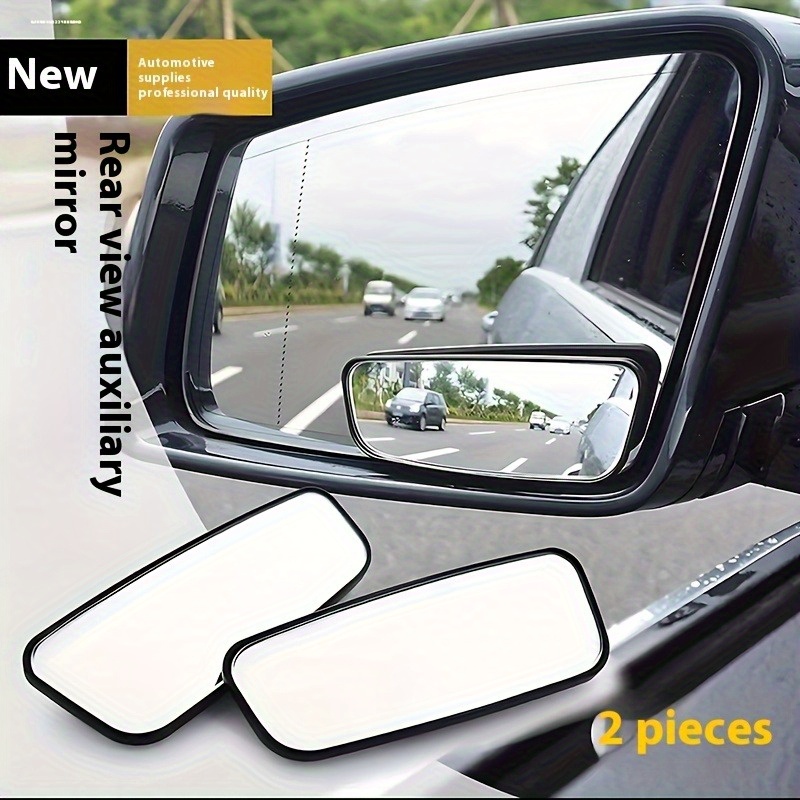 TEMU 4pcs Wide-angle Blind Spot Mirror With 360° Rotating Adjustable Flat Lens | Universal Curved Rearview Mirror, Easy Installation, Large-size