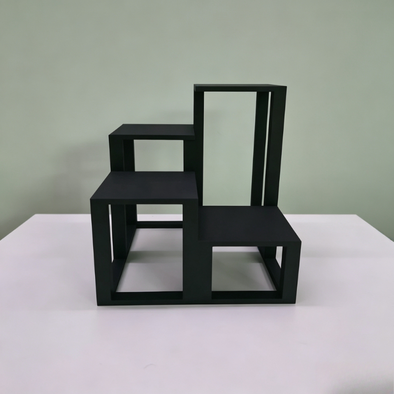 TEMU Matte Black Four-layer Ladder Display Stand With Staggered Layers, Suitable For Displaying Fashionable Figures, Aesthetic Storage, And Versatile