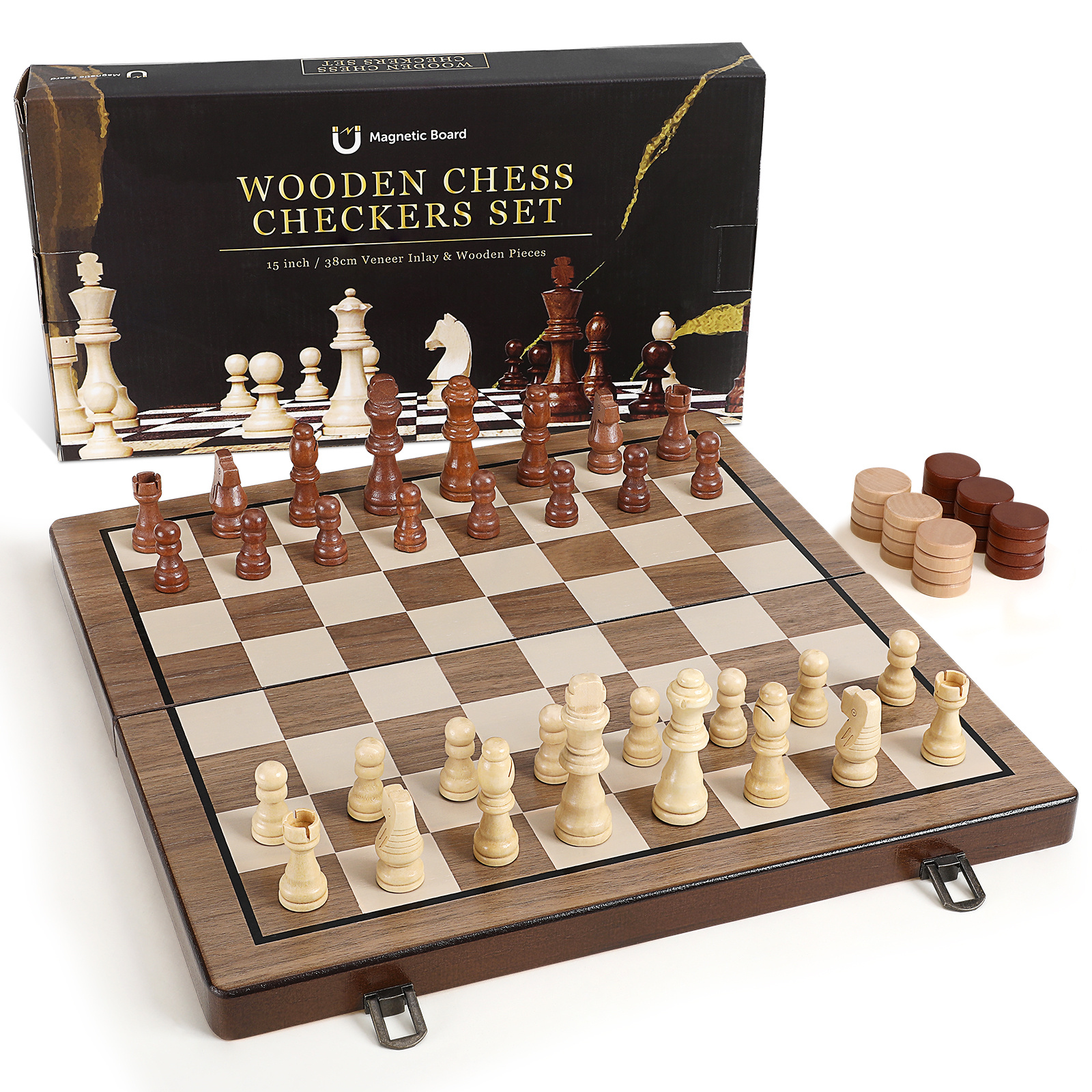 TEMU 1 Set Magnetic Chess Set Chess Checkers Board Entertainment Folding Board Magnetic Chess Pieces