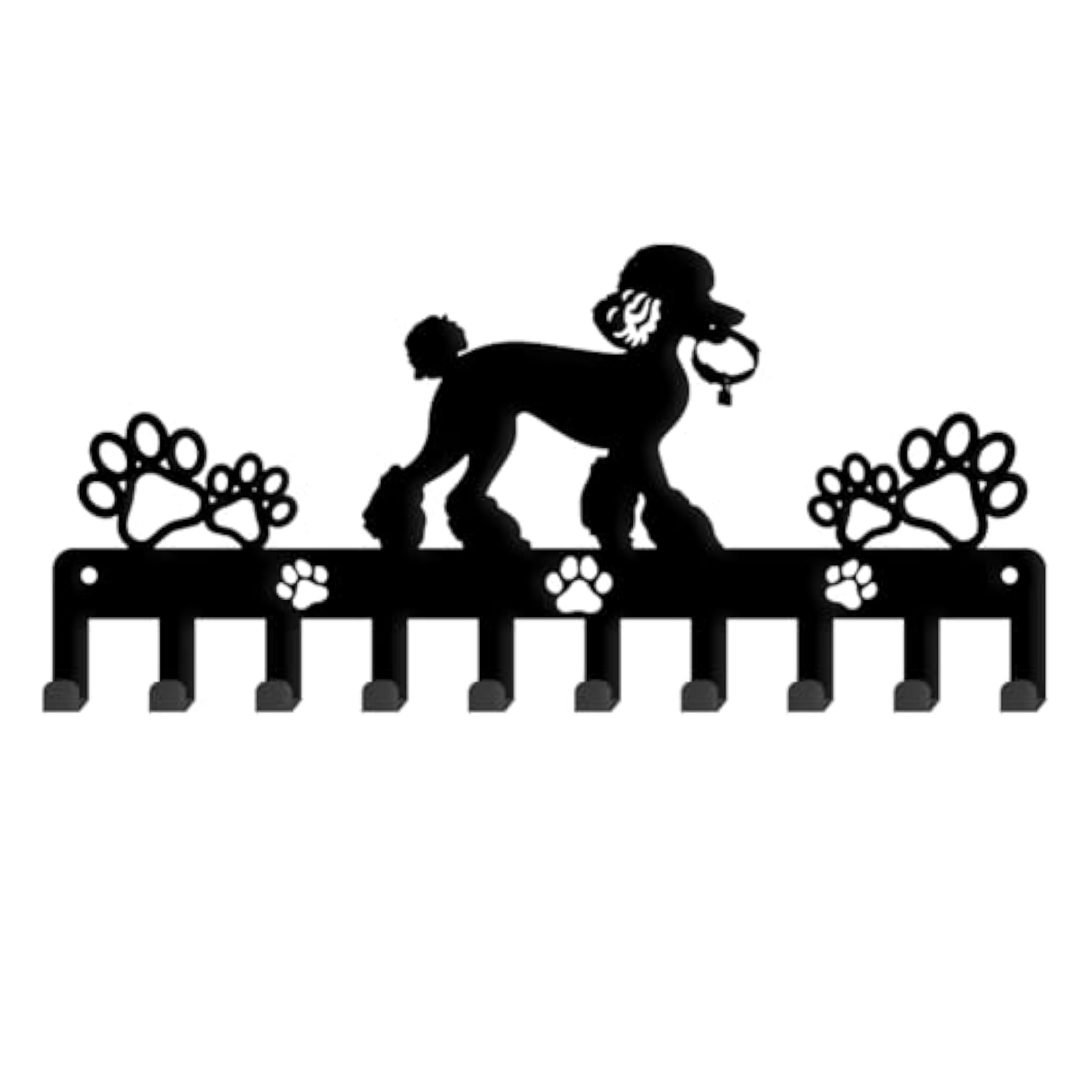 TEMU Superdant Poodle Key Hanger - A Decorative Wall Hook Featuring A Dog With A Paw Print, Equipped With 10 Hooks. This Personalized Key Holder Is