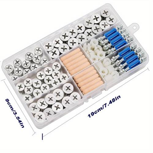 120 stück cam-schlösser für möbelverbindungen, cam-befestigungsbeschläge, nüsse und cam-schrauben, 3-in-1 exzentrische , mehrgrößen-mutter & holzdübelstifte zum verbinden und reparieren von möbelpartikeln sortiment