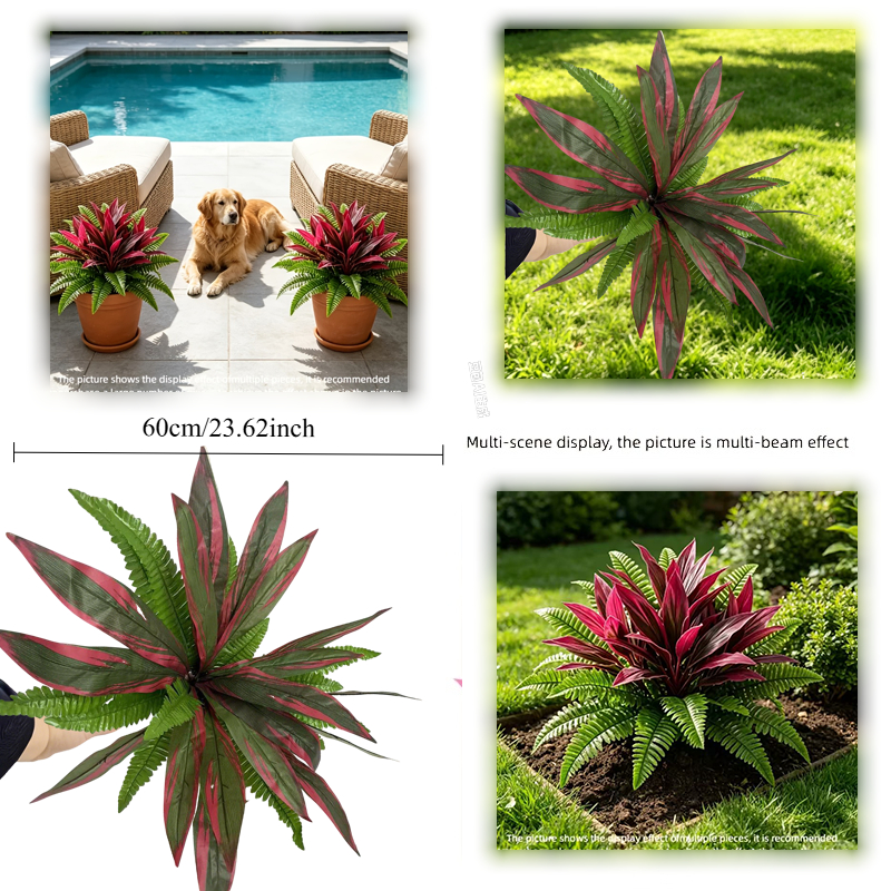 TEMU Set da 4 pezzi di (Phainanthus) a foglia stile pi羅 recente del 2026 con felce artificiale , vegetazione artificiale per esterni, decorazione per