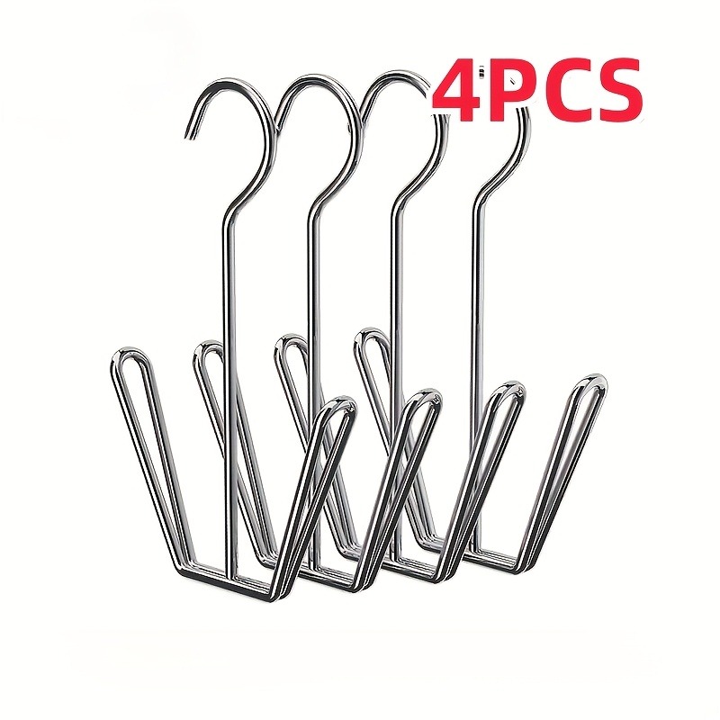TEMU Juego de 4 zapateros en forma de U de acero inoxidable, instalación sin taladro, diseño multifuncional de barra única, zapatero universal para