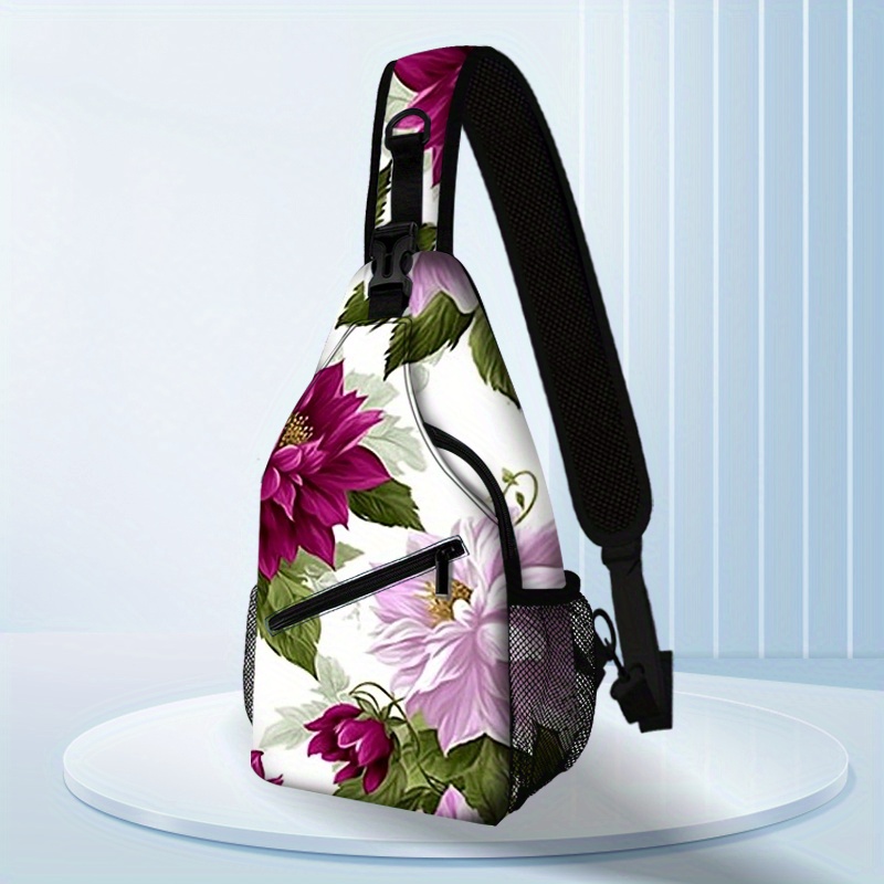 TEMU Flowers Pattern-1_4 (3) Chest Bag, Sporty Crossbody Bag For Women And Men, Stylish Single Shoulder Bag, Backpack, Casual, Suitable For Outdoor