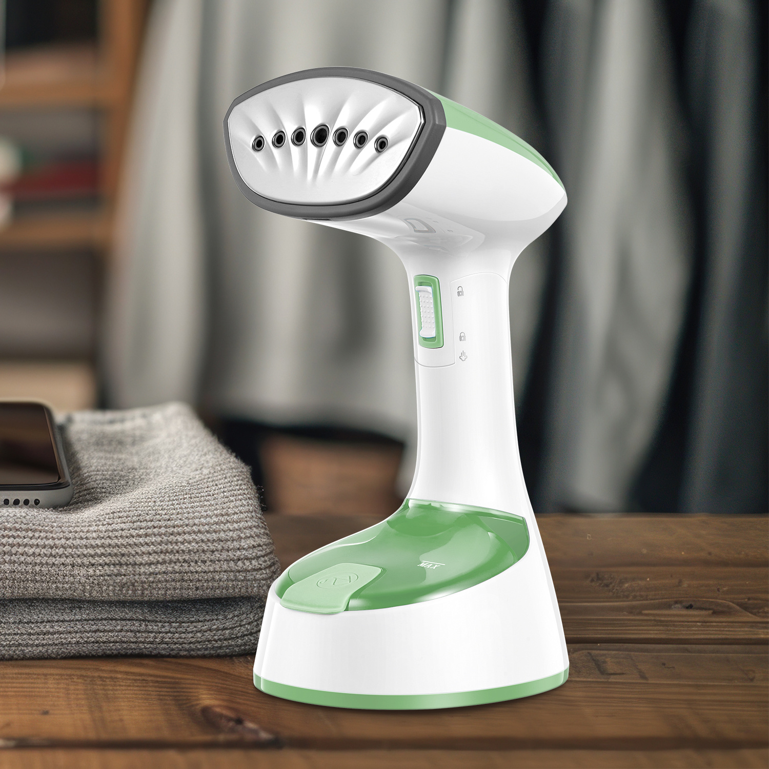 TEMU Défroisseur Portable Pliable à Vapeur - 20g/min Vapeur Puissante, Chauffage en 25 Secondes pour Maison, Bureau & Voyage, Vert, par Yabano