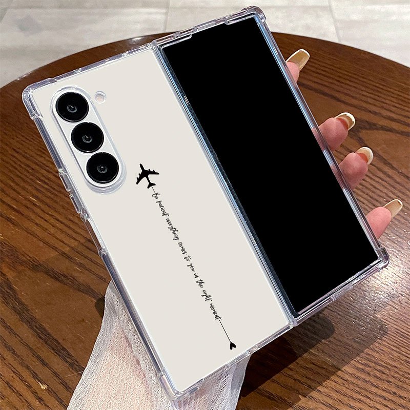 TEMU Phone Case: 8188 Airplane And Heart-shaped Arrow Folding Transparent Case, Suitable For Galaxy Z Fold, For Galaxy Z Fold 7, For Galaxy Z Fold 6,