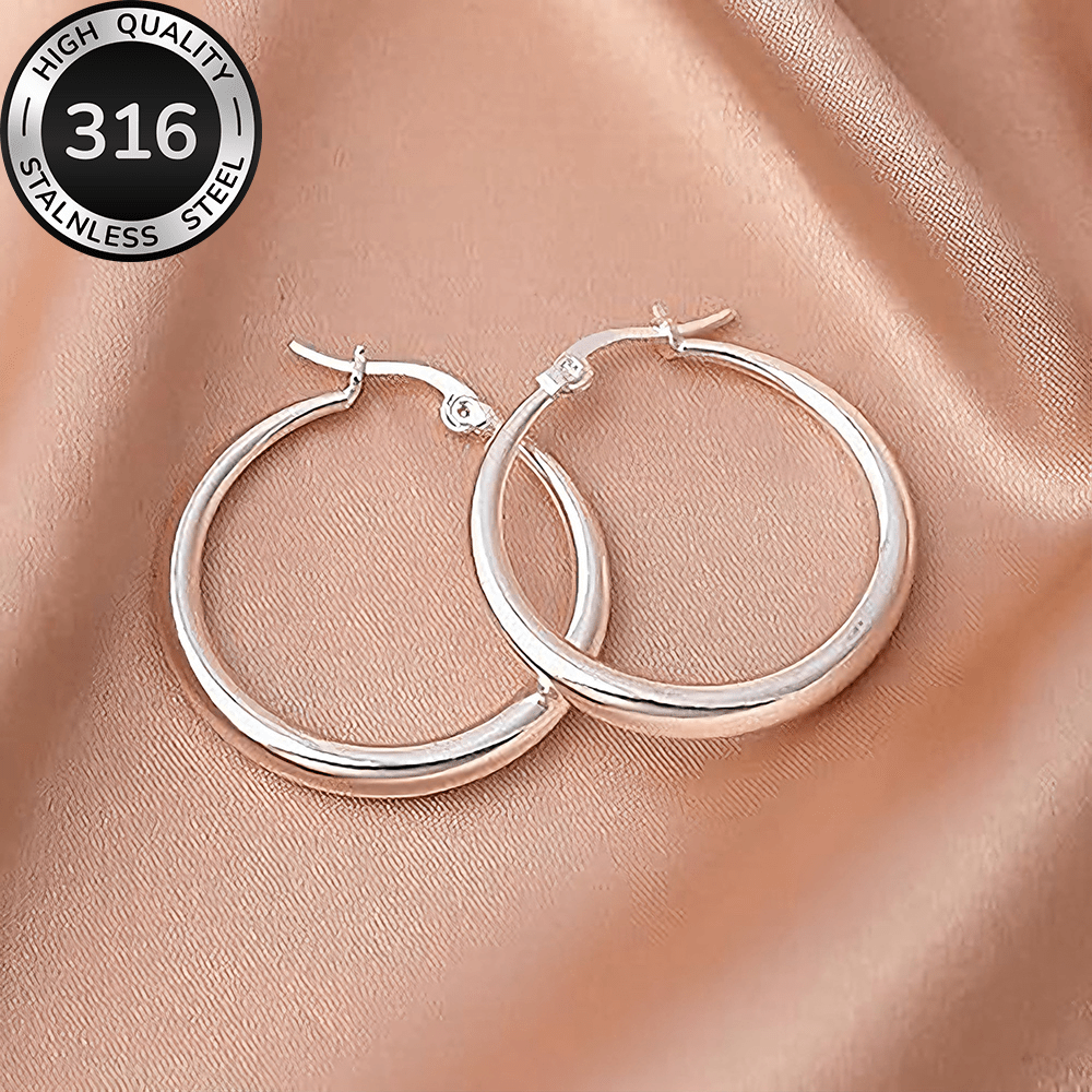 TEMU High-quality Steel Hypoallergenic Golden Earrings, Polished, Plated With Kc Golden, Anti-fade, Easy And Elegant, Fashionable Women's Earrings
