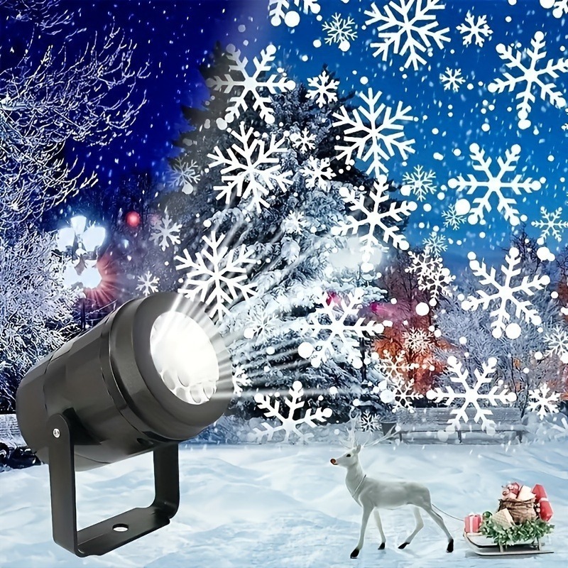 TEMU 1pc Manual Rotating Christmas Snowflake Projection Mood Light, Usb Powered, Rgb Dynamic Snow Scene Projector, Easy To Operate, Suitable For