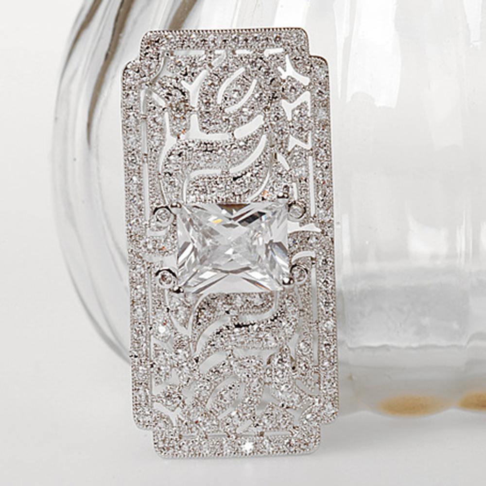 Irregular Square Rhinestone Brooch with Enamel Pin