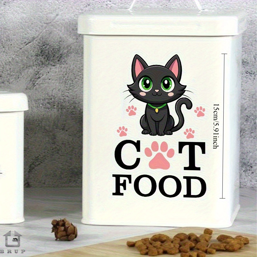 TEMU Cute Cartoon Cat Stickers For Cat Food Containers - Removable Vinyl Cling Decals With Kitty Design, Pet Food Storage Decor For Kitchen & Cat
