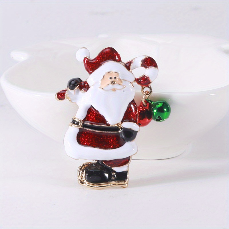 esshpule festive santa claus enamel pin christmas bell brooch for holiday outfits details 3