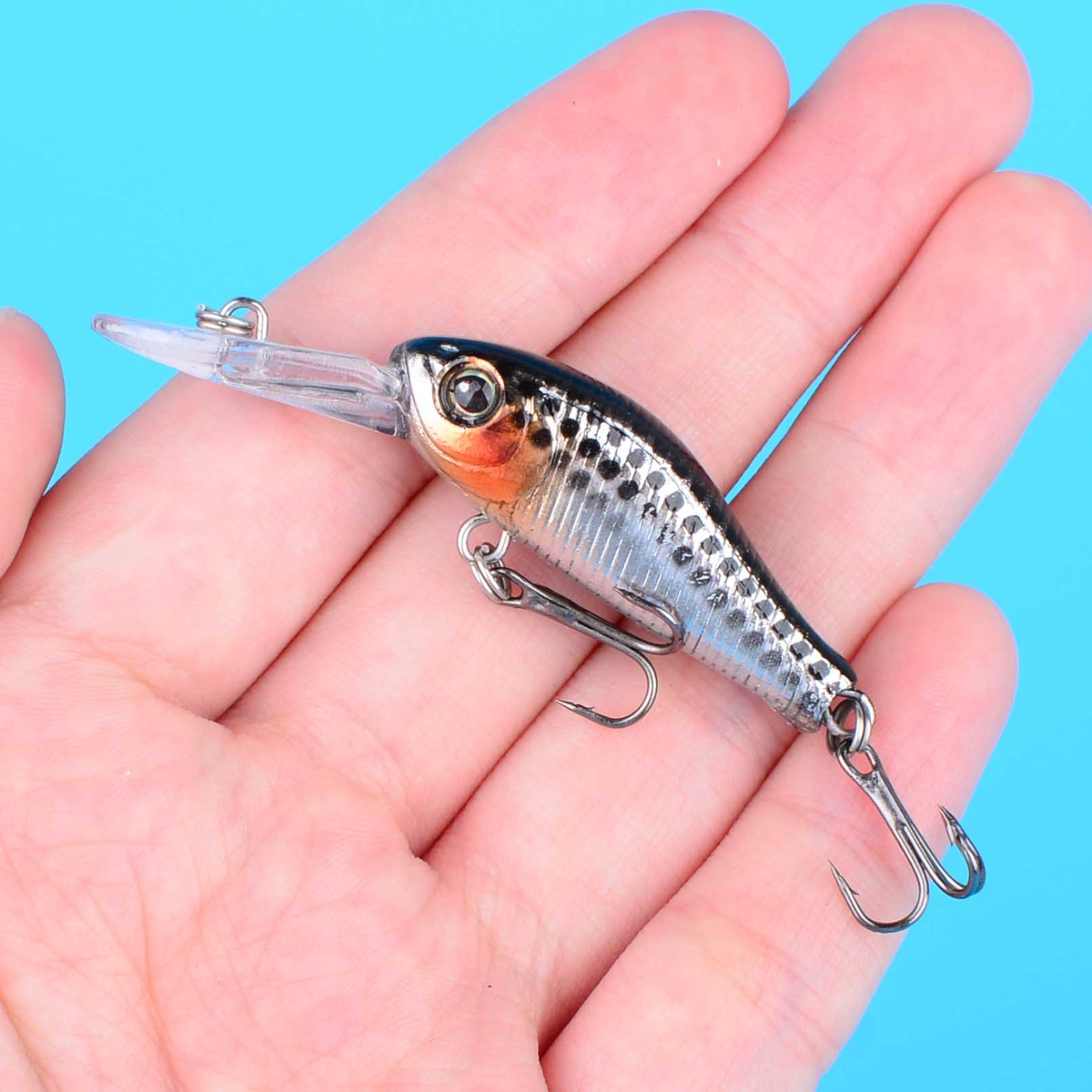 TEMU 1 Stück Angelköder mit hochwertigem Minnow-Design mit 3D-Augen, aus Kunststoff, geeignet für künstliches Angeln, inklusive Jigs, und Crankbaits