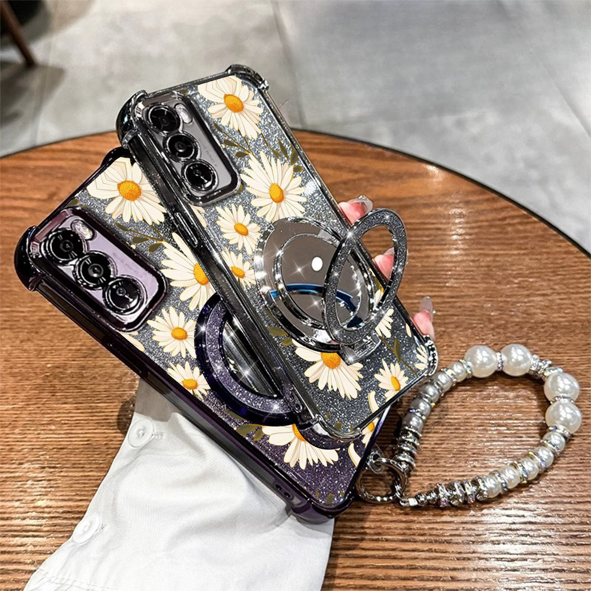 phone case starry sky glitter fine pink premium daisy phone - Temu