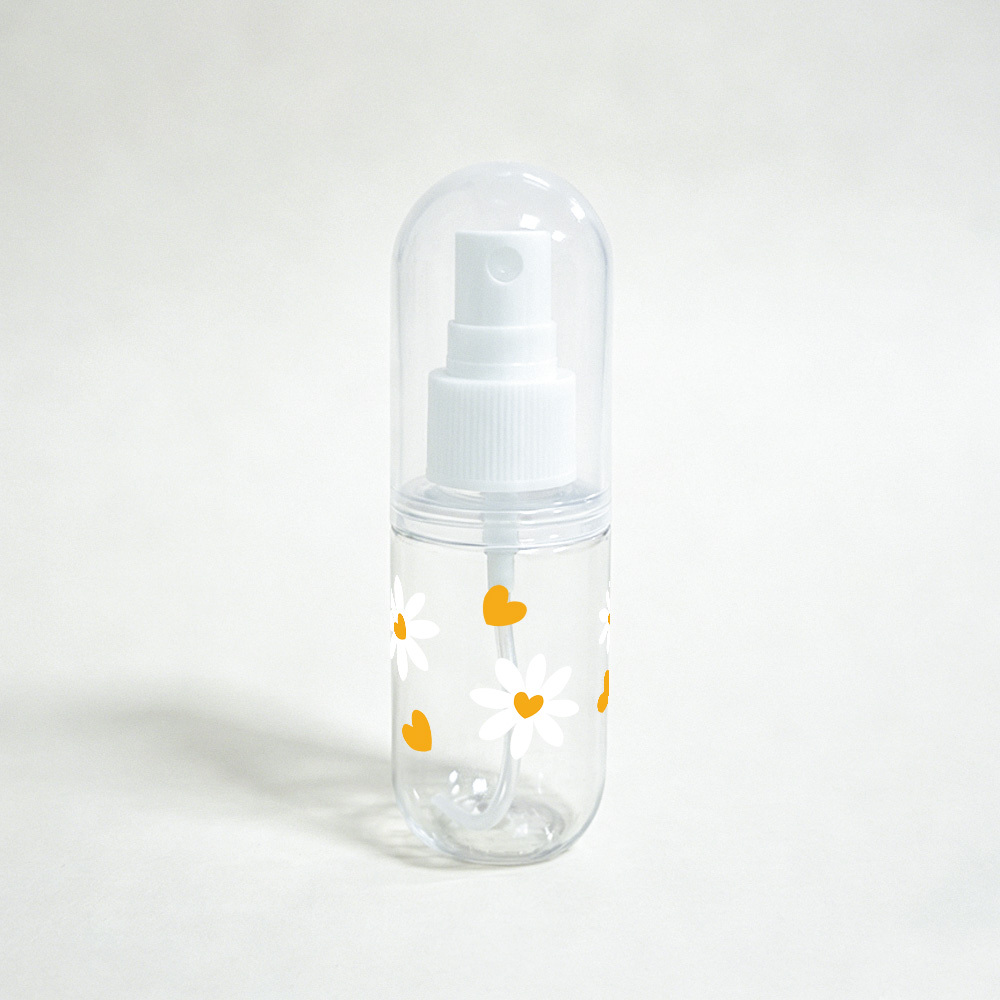 TEMU Transparent Portable Spray Bottle, Single Piece. Features A Cute Little Chrysanthemum Floral Print For And Natural Look. Refillable For Repeated
